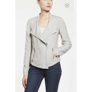 Nic + Zoe Sundown Linen Blend Moto Jacket Medium Ash Gray Lightweight Zip Up
